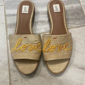 Ellen Degeneres Tan and Yellow Love Sandals
